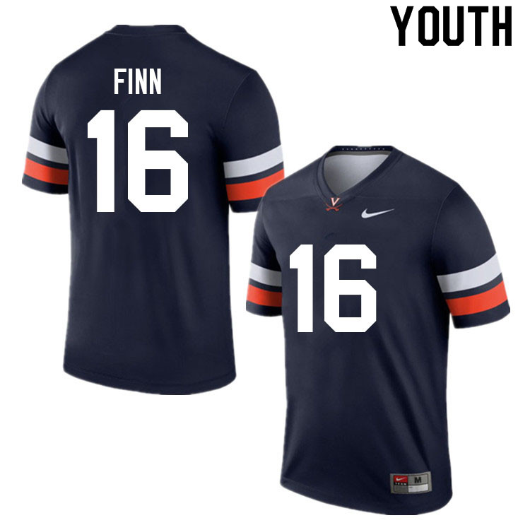 Youth #16 Jacob Finn Virginia Cavaliers College Football Jerseys Sale-Navy